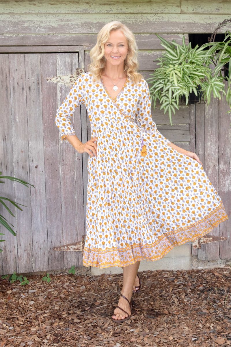 Genevieve Dress - Turmeric Tulips