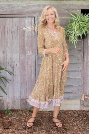 Genevieve Dress - Moss Garden