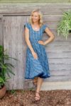 Jalabi Dress - Indigo Daisy Tile