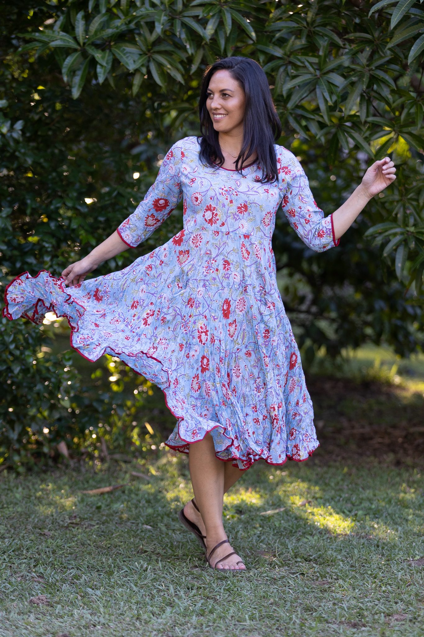 Flamenco Dress with Sleeves - Azure