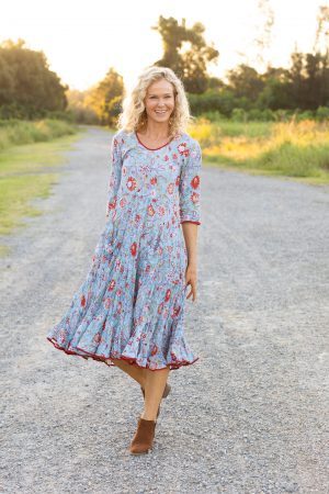 Flamenco Dress with Sleeves - Azure