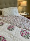 Hand Block Printed Quilt - Magenta Floral