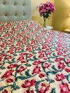 Hand Block Printed Quilt - Buttermilk Paisley & Poppies