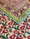 Hand Block Printed Quilt - Buttermilk Paisley & Poppies