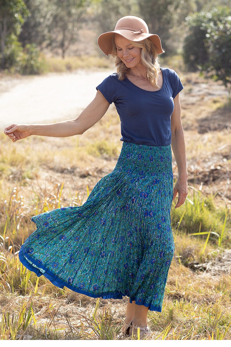 Flamenco Skirt - Peacock Blue