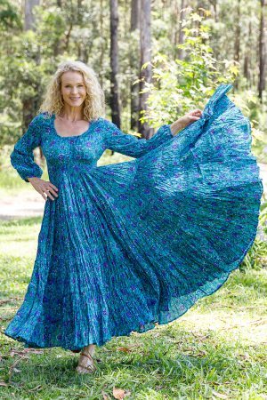 Vintage Dress - Peacock Blue