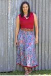 Cowl Neck Top, Miranda & Flamenco Skirt - Red, Tan & French Harvest