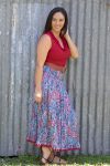 Cowl Neck Top, Miranda & Flamenco Skirt - Red, Tan & French Harvest