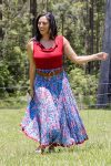 Cowl Neck Top, Miranda & Flamenco Skirt - Red, Tan & French Harvest