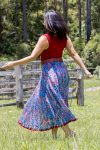 Cowl Neck Top, Miranda & Flamenco Skirt - Red, Tan & French Harvest