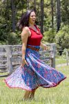 Cowl Neck Top, Miranda & Flamenco Skirt - Red, Tan & French Harvest