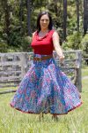 Cowl Neck Top, Miranda & Flamenco Skirt - Red, Tan & French Harvest