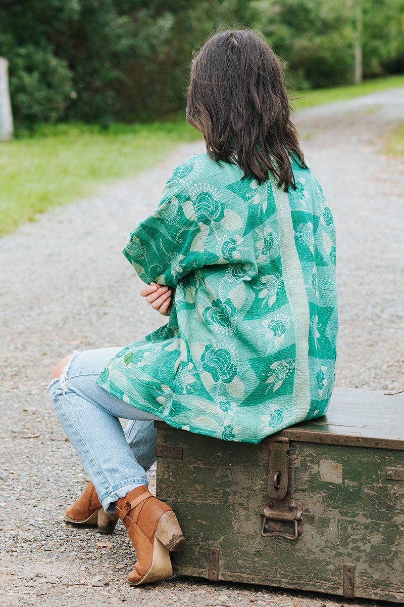 Vintage Kantha Jacket - Jade