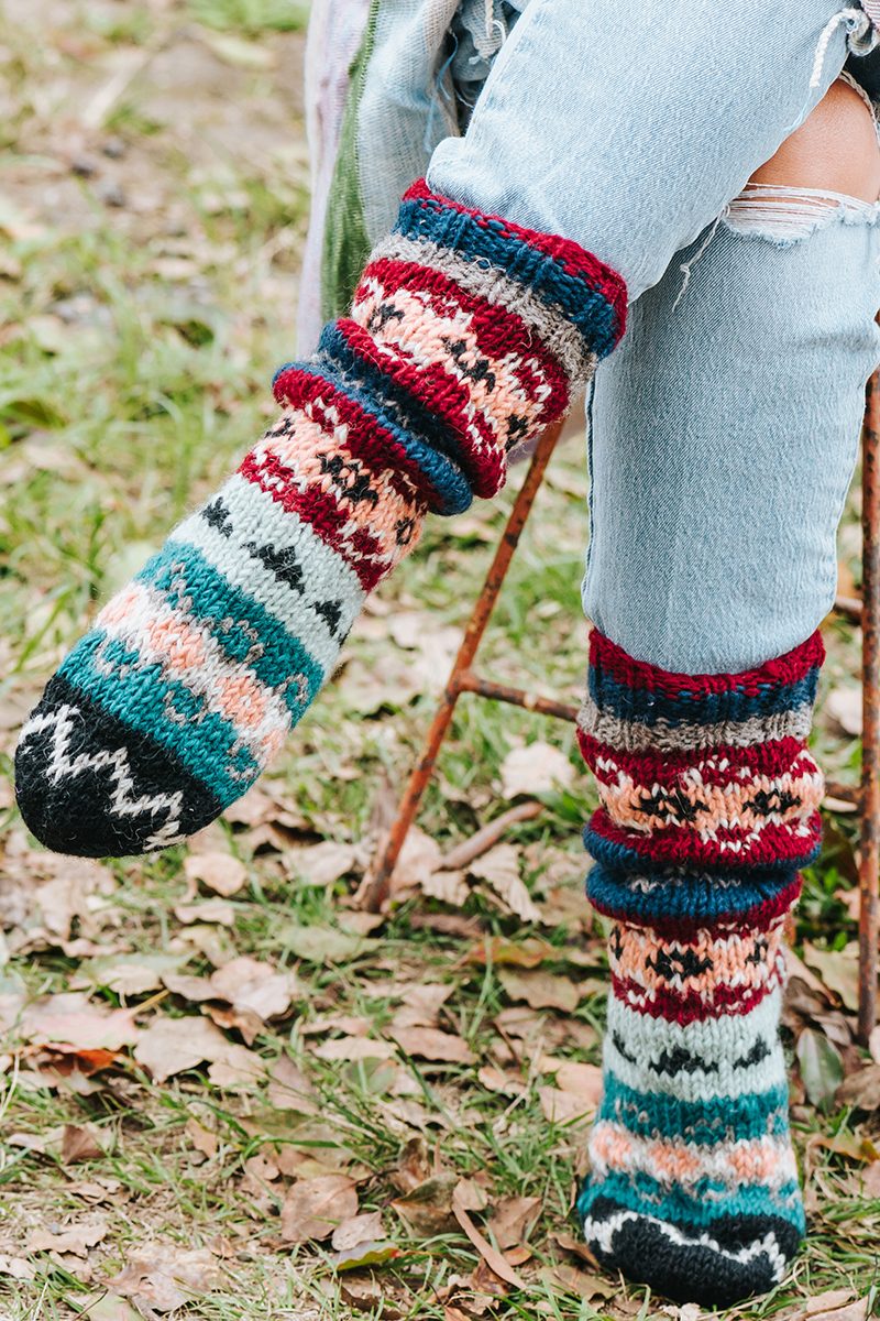 Hand knit wool socks, Nepal - Village Goods