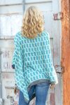 Vintage Wool Poncho Wrap - Bluebell