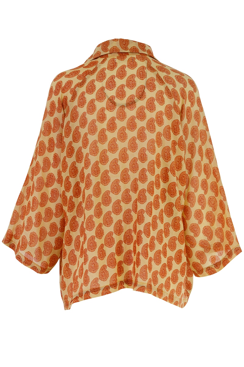 Vintage Sari Amira - Saffron Paisley