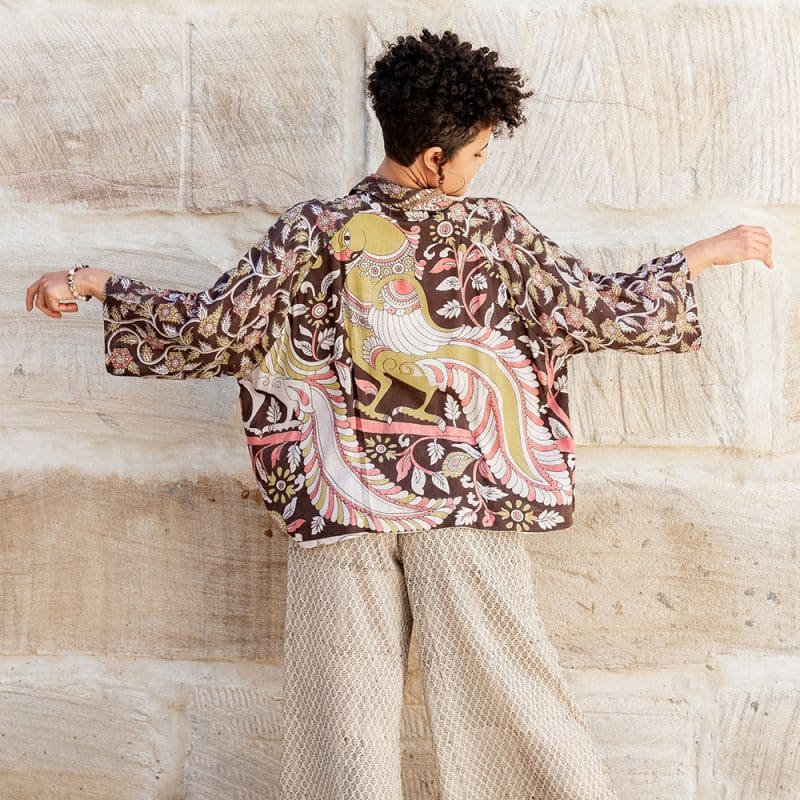 Vintage Sari Amira - Chocolate Peacock