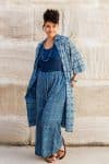 Amira Kimono Dress - Indigo Mosaic