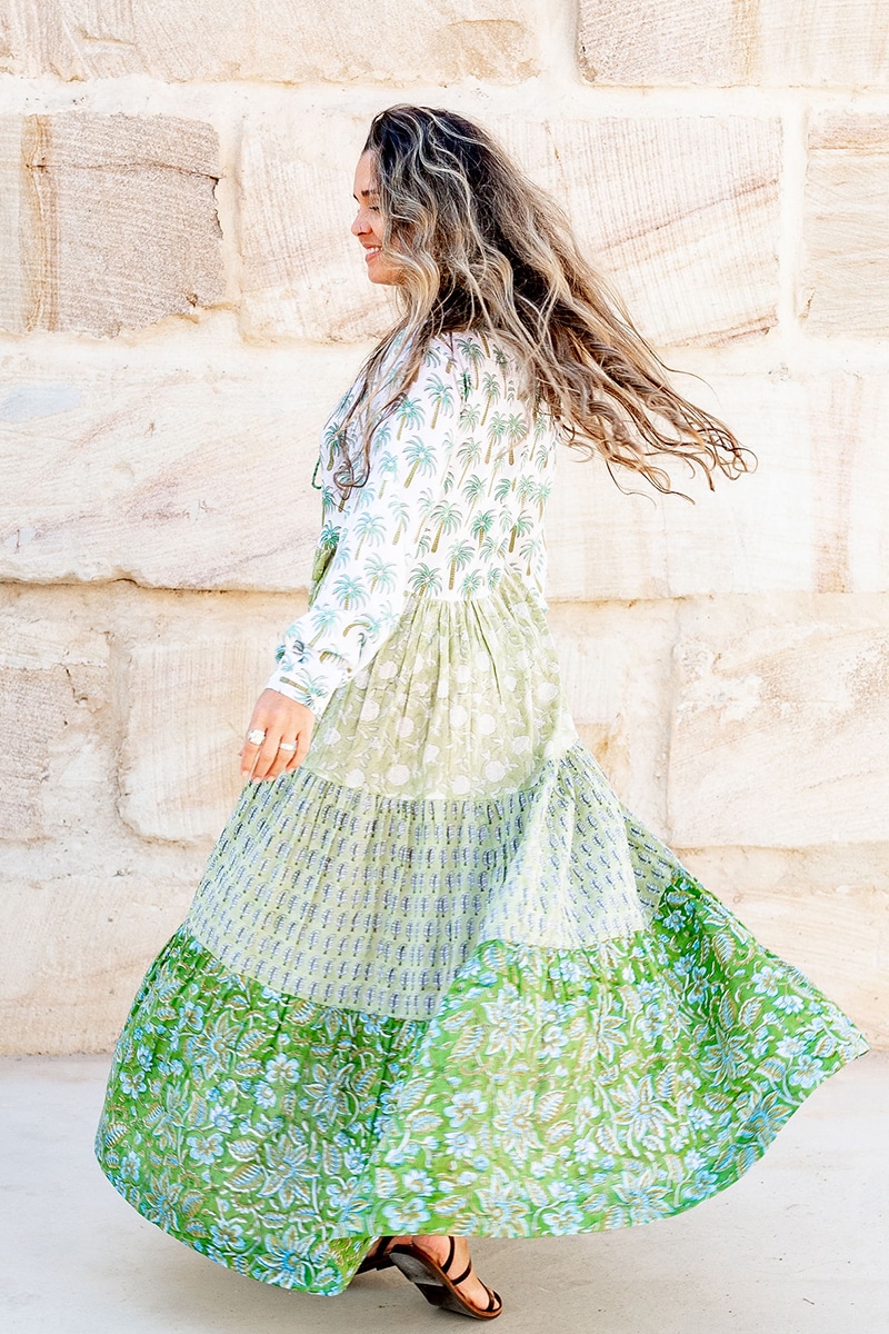 Jhali Dress - Green Goddess
