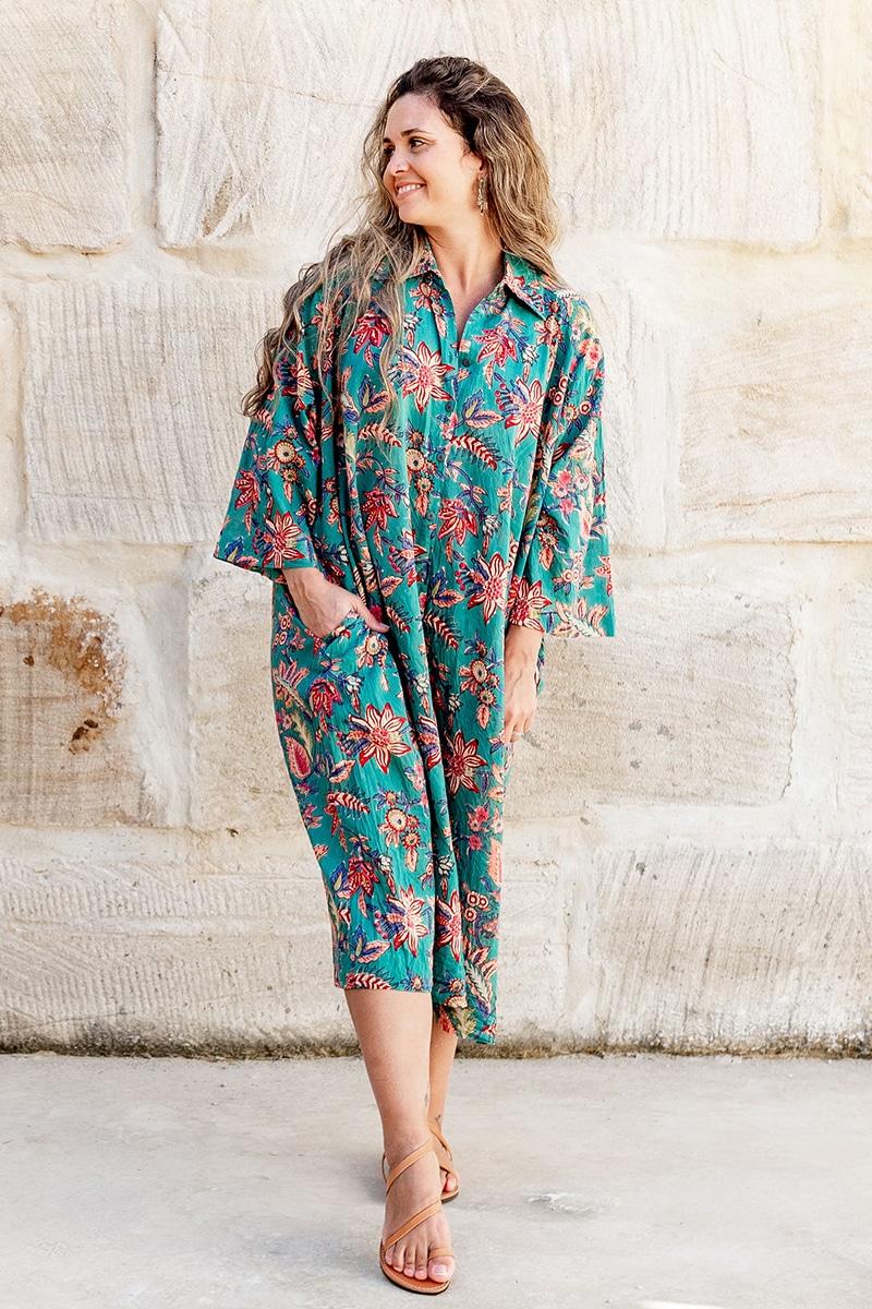 Amira Kimono Dress - Island Spice