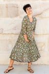 Flamenco Dress with Sleeves - Green Mosaic