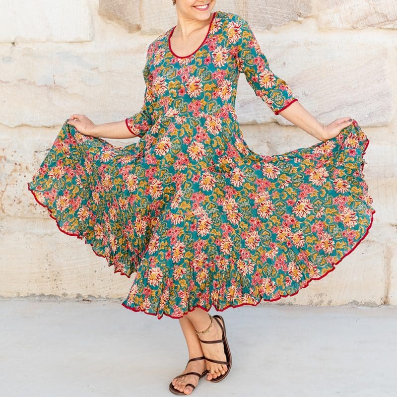 Flamenco Dress with Sleeves - Timeless Teal