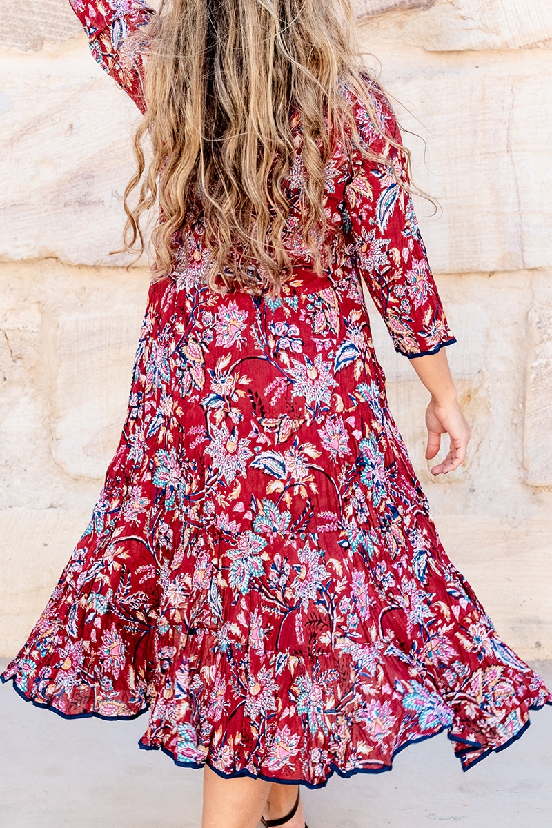 Flamenco Dress with Sleeves - Sangria