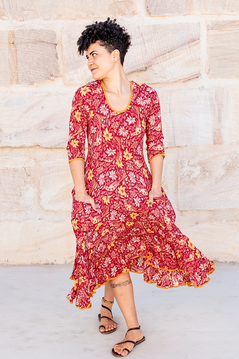Flamenco Dress with Sleeves - Passionflower