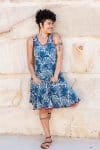 Flamenco Dress Knee Length - Indigo Tropic
