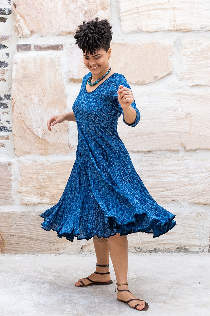 Flamenco Dress with Sleeves - Indigo Medina