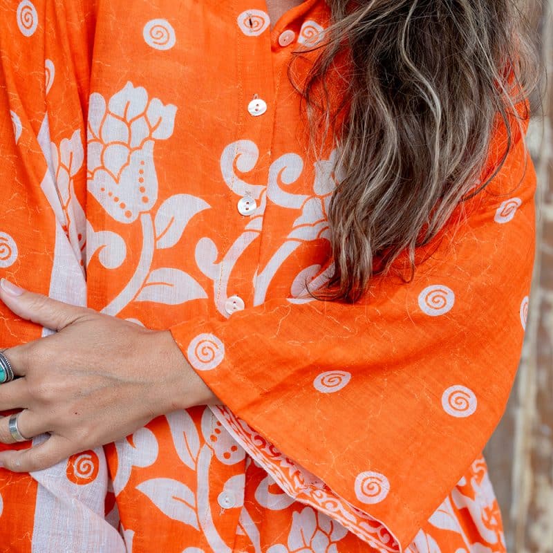 Vintage Sari Amira - Tangerine - cotton