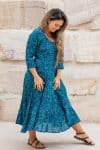 Flamenco Dress with Sleeves - Peacock Blue