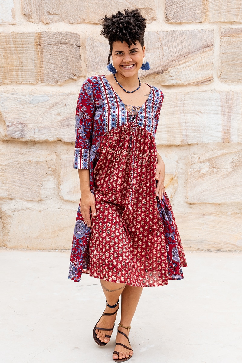 Fusion Dress - Red Paisley