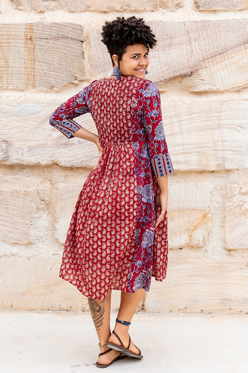 Fusion Dress - Red Paisley