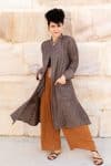 Vintage Sari Dustcoat - Mocha- Wool - Silk