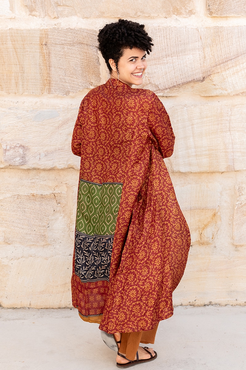 Vintage Sari Dustcoat - Serena - Wool - Silk