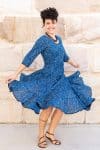 Flamenco Dress with Sleeves - Indigo Paisley
