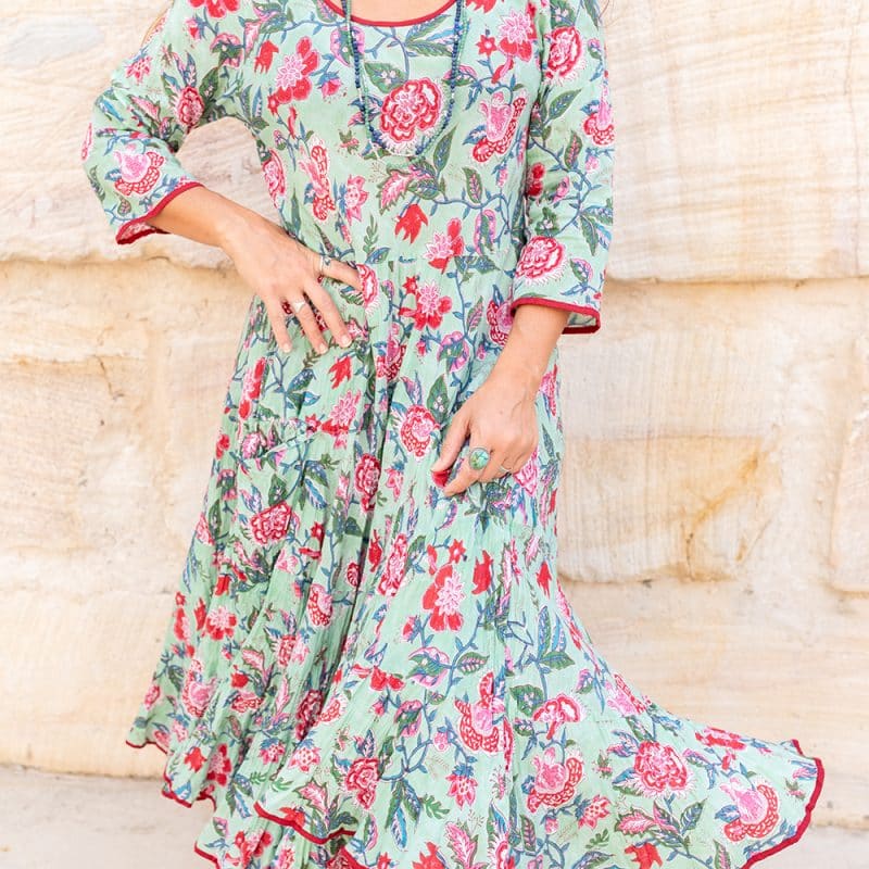 Flamenco Dress with Sleeves - Apple Blossom