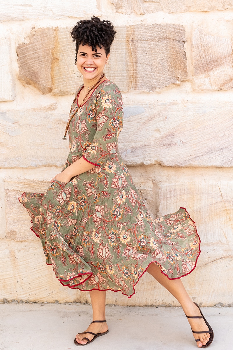 Flamenco Dress with Sleeves - Olive Grove