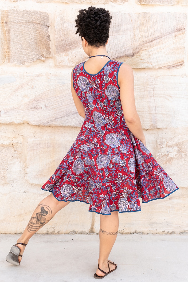 Flamenco Dress Knee Length - Raspberry
