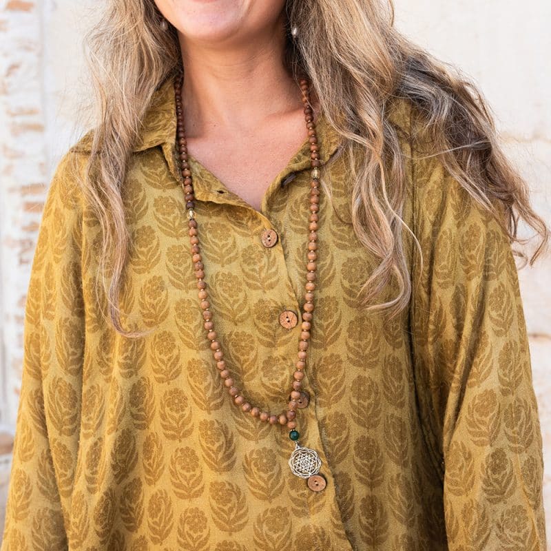 Vintage Sari Amira - Golden Flower - wool - silk
