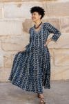 Mevlana Dress with Sleeves - Indigo Liana