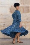 Mevlana Dress with Sleeves - Indigo Fantail