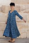 Mevlana Dress with Sleeves - Indigo Fantail