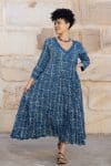 Mevlana Dress with Sleeves - Indigo Fantail