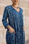 Mevlana Dress with Sleeves - Indigo Fantail