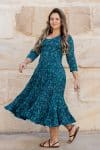 Flamenco Dress with Sleeves - Lapis Peony