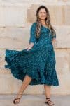 Flamenco Dress with Sleeves - Lapis Peony