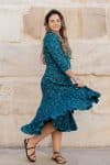 Flamenco Dress with Sleeves - Lapis Peony