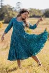 Flamenco Dress with Sleeves - Lapis Fantail